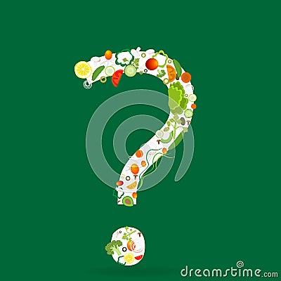 question mark with vegetables pattern for web and print decoration, vector illustration Vector Illustration