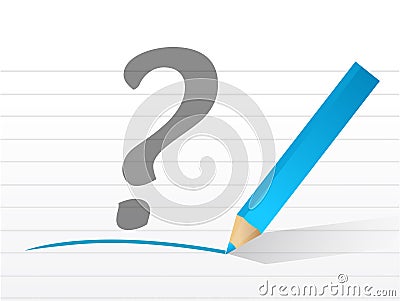 Question mark on a white piece of paper. Cartoon Illustration