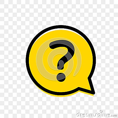 Question mark yellow bubble, FAQ question mark button vector icon Vector Illustration