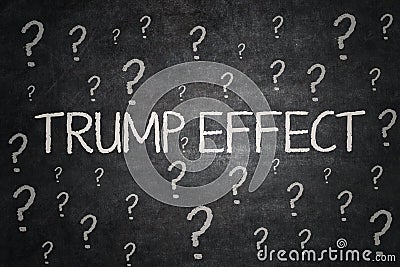 Question marks and Trump Effect word Editorial Stock Photo