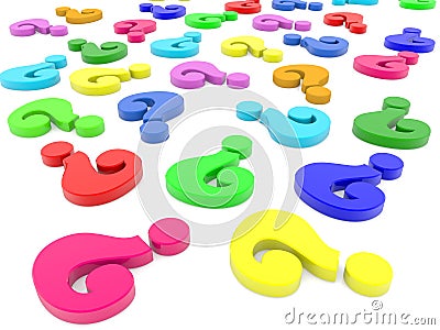 Question marks in various colors Stock Photo