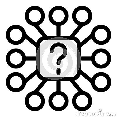 Question with multiple solving alternatives icon outline vector Vector Illustration