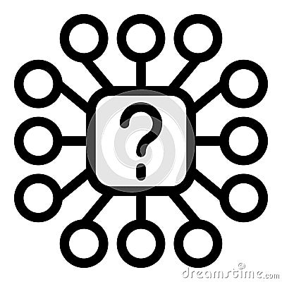 Question with multiple solving alternatives icon outline vector Stock Photo