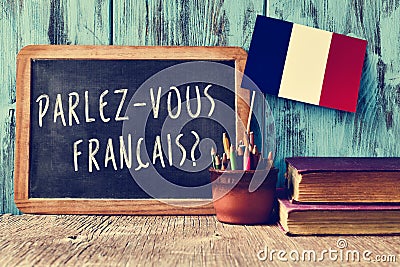 Question parlez-vous francais? do you speak french? Stock Photo