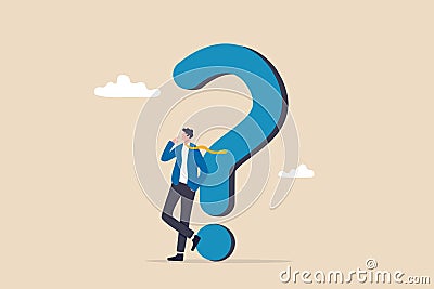 Question or problem solving, think about answer or solution, contemplation, doubt or concentration, FAQ frequently asked questions Vector Illustration