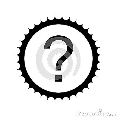 Question round stamp icon. This flat glyph symbol is drawn with black color on a white background. Vector Illustration