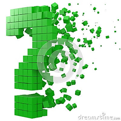 Question sign shaped data block. version with green cubes. 3d pixel style vector illustration Vector Illustration