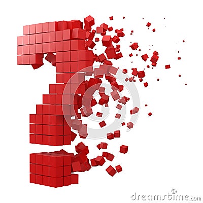 Question sign shaped data block. version with red cubes. 3d pixel style vector illustration Vector Illustration