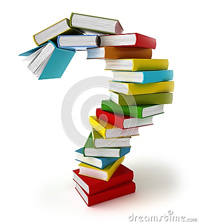 Question symbol from coloured books Stock Photo