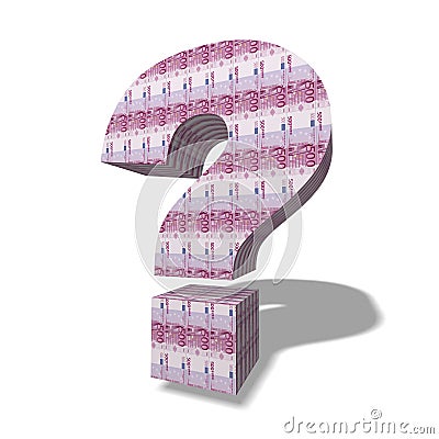 Question Symbol With Euro Banknotes Stock Photo