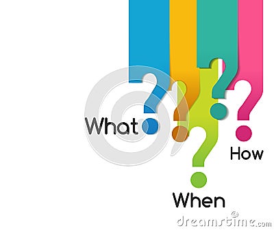 Question symbol of what when where why who how, analysis diagram Vector Illustration