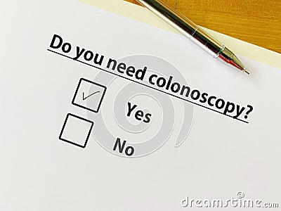 Questionnaire about bowel issues Stock Photo