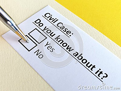 Questionnaire about civil litigation Stock Photo