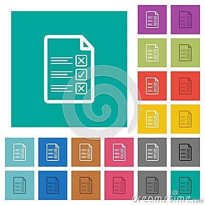 Questionnaire document square flat multi colored icons Stock Photo