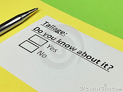 Questionnaire about taxation Stock Photo