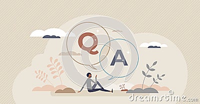 Questions and answers as asking for advice and support tiny person concept Vector Illustration