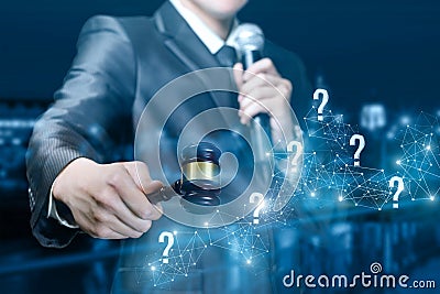 Questions and answers during the auction Stock Photo