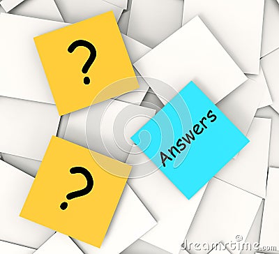 Questions Answers Post-It Notes Show Stock Photo