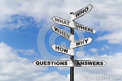 Questions and Answers signpost Stock Photo