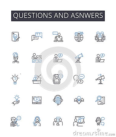 Questions and asnwers line icons collection. Inquiries and responses, Interrogations and replies, Queries and solutions Vector Illustration