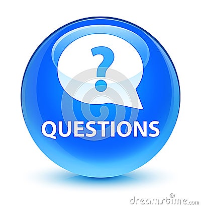 Questions (bubble icon) glassy cyan blue round button Cartoon Illustration