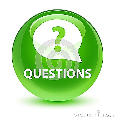 Questions (bubble icon) glassy green round button Cartoon Illustration
