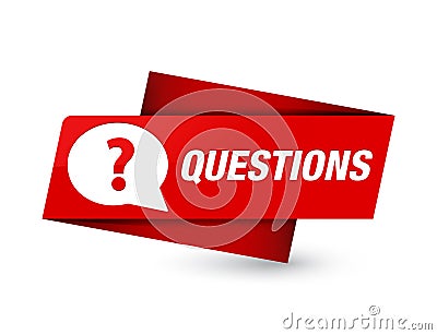 Questions (bubble icon) premium red tag sign Cartoon Illustration