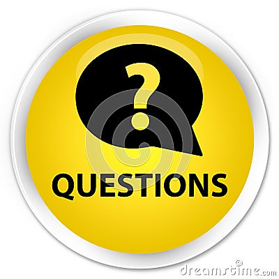 Questions (bubble icon) premium yellow round button Cartoon Illustration