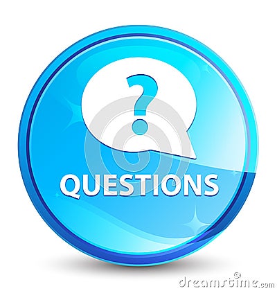 Questions (bubble icon) splash natural blue round button Vector Illustration
