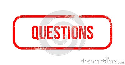 questions - red grunge rubber, stamp Stock Photo