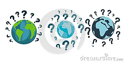 Questions surround Earth vector graphics illustration Cartoon Illustration