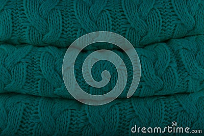 Quetzal Green Pantone fashion colors autumn-winter 2018-2019 knits pile. Warm cozy home and fashion colors concept Stock Photo