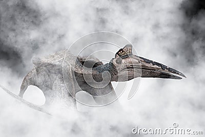 Quetzalcoatlus ,dinosaur on smoke background Stock Photo