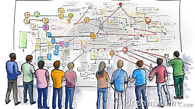 queue data structure Cartoon Illustration