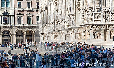 Queue for entry into the Duomo in Milan Editorial Stock Photo