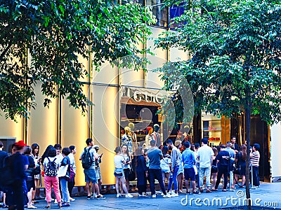 Queue Outside Sydney City Gucci Shop, Australia Editorial Stock Photo