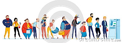 Queue People Icon Set Vector Illustration