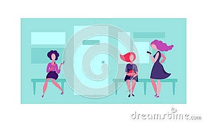 Queue to the office. Vector Vector Illustration