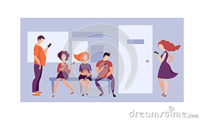 Queue to the office. Vector Vector Illustration