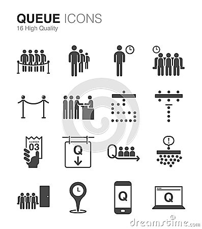 Queue and waiting icons Vector Illustration