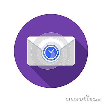 Queued mail icon. Email icon with long shadow. Vector Illustration