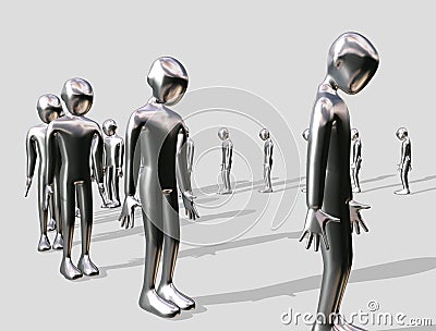 Queueing aluminium Man Stock Photo