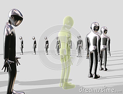 Queueing aluminium Man Stock Photo