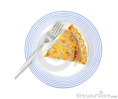 Quiche Lorraine On Blue Plate With Fork Stock Photo