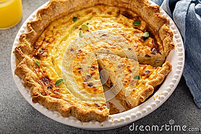 Quiche lorraine for breakfast Stock Photo