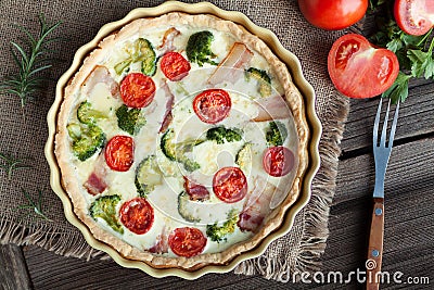 Quiche lorraine traditional french homemade tart Stock Photo