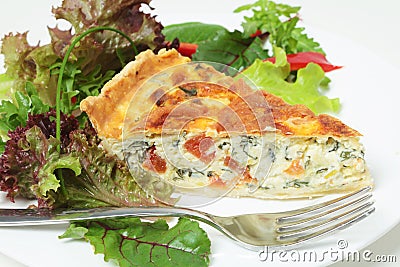 Quiche with salad horizontal Stock Photo