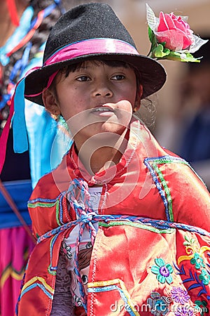 Quichua girl in traditional wear Editorial Stock Photo