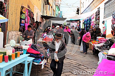 Quichua market at Guamote, Ecuador Editorial Stock Photo