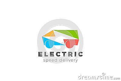 Quick Delivery Speed Electric Car Logo design vector template Vector Illustration